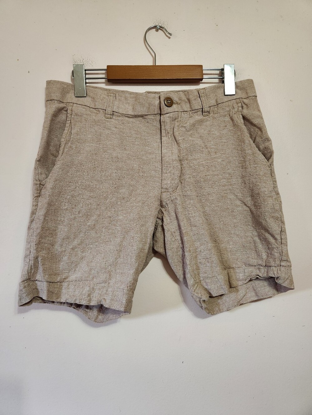 Coconut Connection Mens Oatmeal Linen Cotton Blend Summer Chino Shorts Size 30